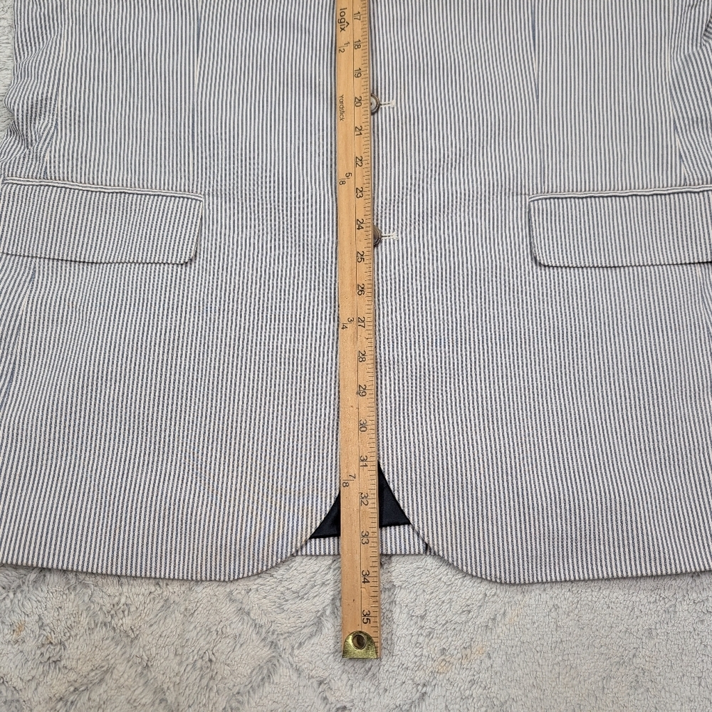 J. Crew Jacket Mens 46 L Blue Pinstripe Legacy Sportcoat 3 Button Business - Picture 6 of 11